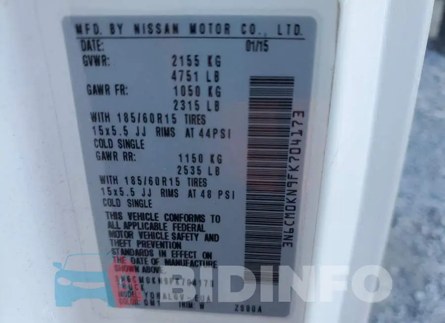 3N6CM0KN9FK704173 Photo# 10