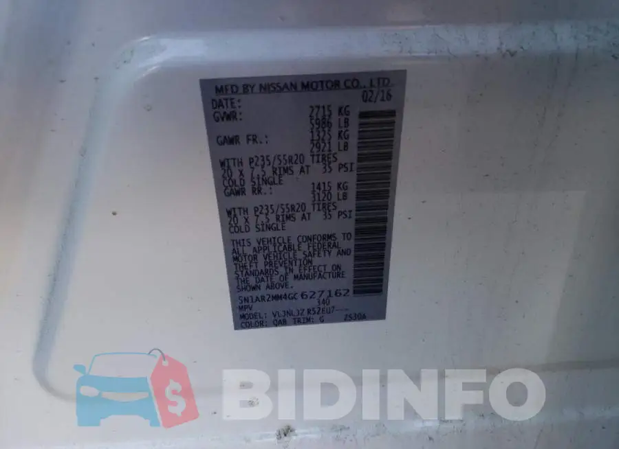 5N1AR2MM4GC627162 Photo# 13