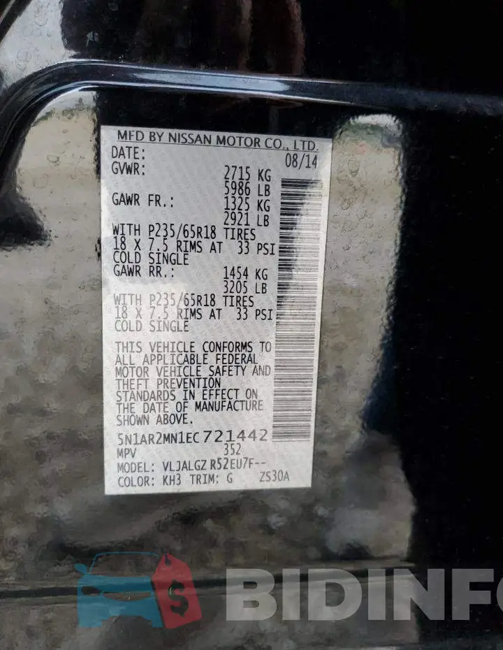 5N1AR2MN1EC721442 Photo# 13