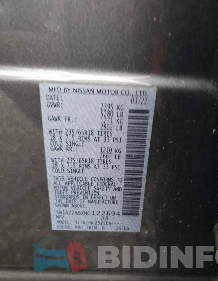 5N1AZ2ASXNC122694 Photo# 13