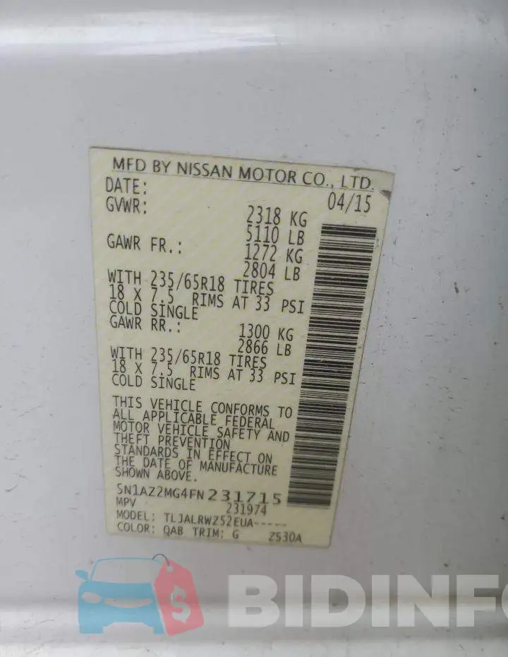 5N1AZ2MG4FN231715 Photo# 13