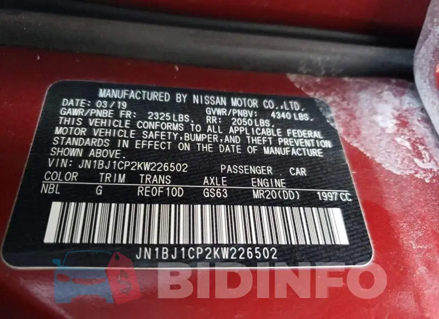 JN1BJ1CP2KW226502 Photo# 12
