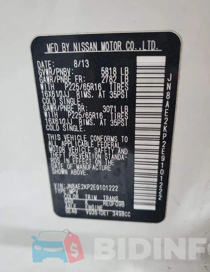 JN8AE2KP2E9101222 Photo# 12