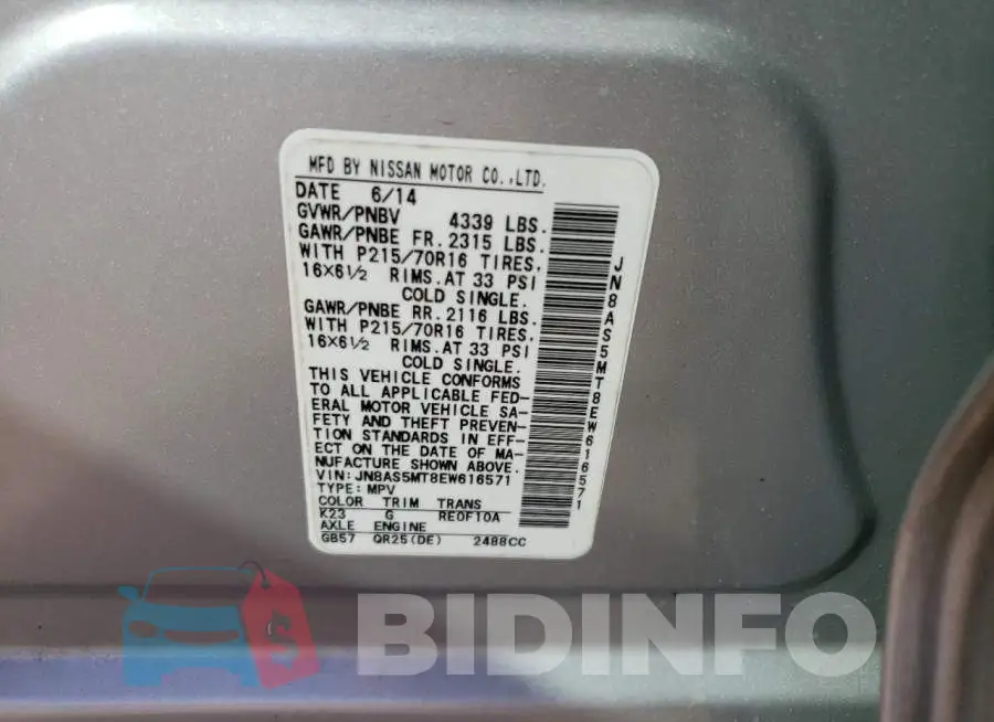 JN8AS5MT8EW616571 Photo# 13
