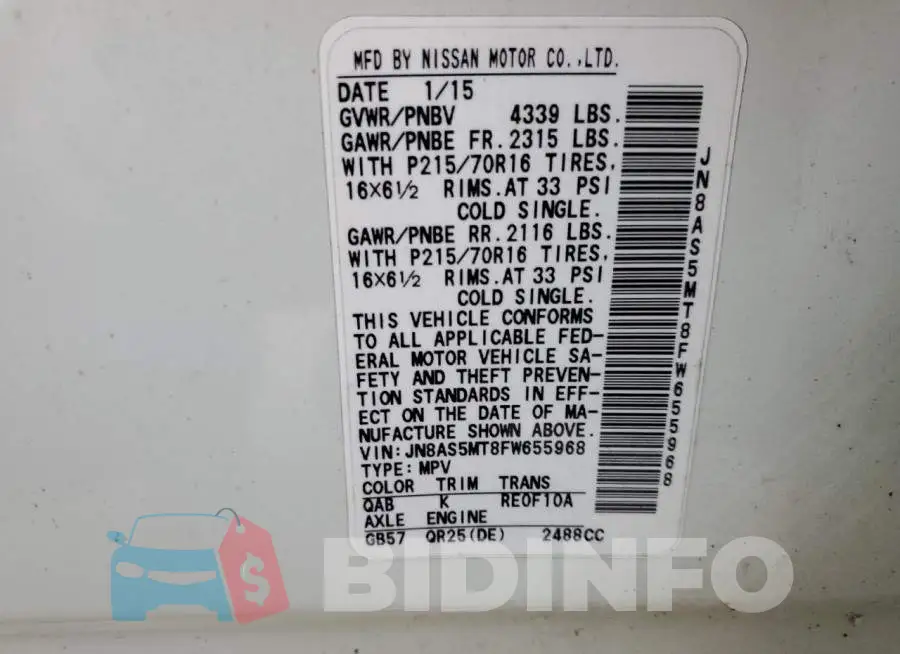JN8AS5MT8FW655968 Photo# 13