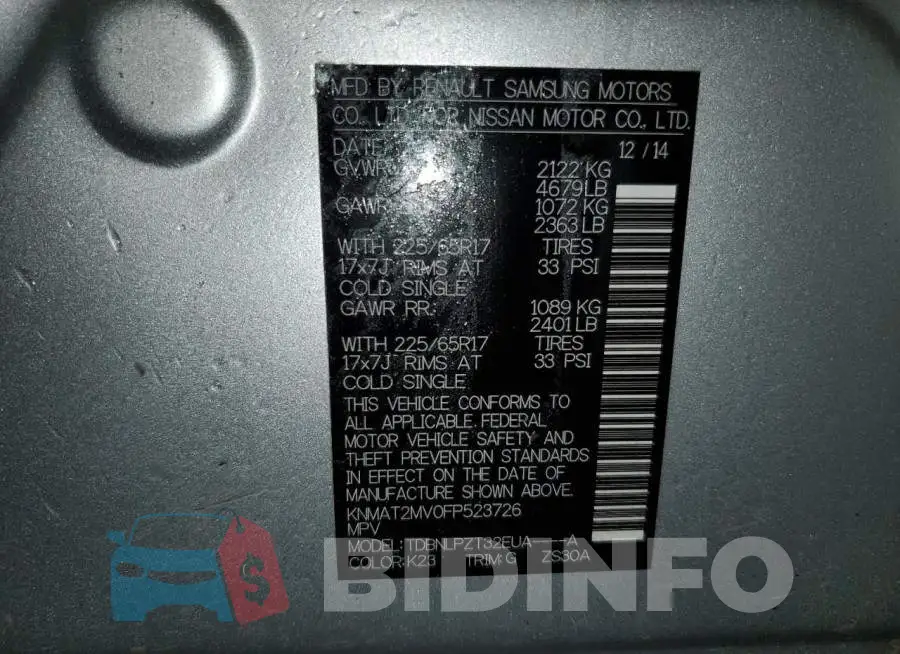 KNMAT2MV0FP523726 Photo# 13