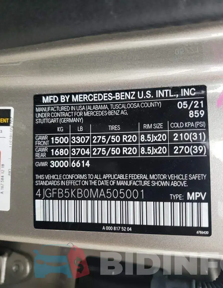 4JGFB5KB0MA505001 Photo# 13