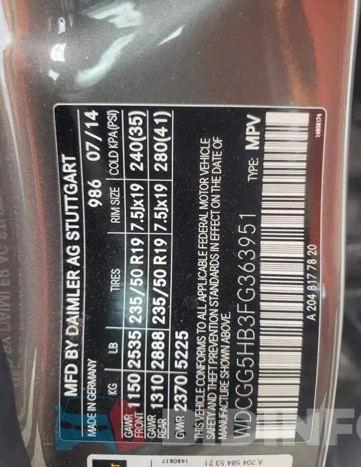 WDCGG5HB3FG363951 Photo# 10