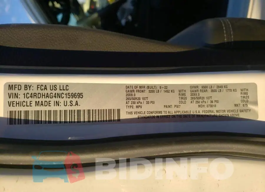 1C4RDHAG4NC159695 Photo# 10