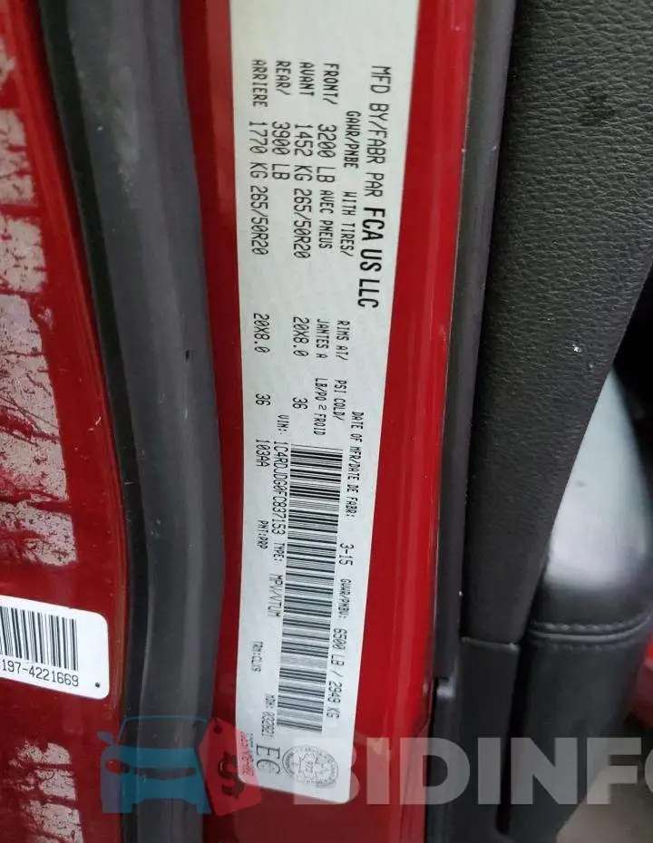 1C4RDJDG0FC837153 Photo# 12