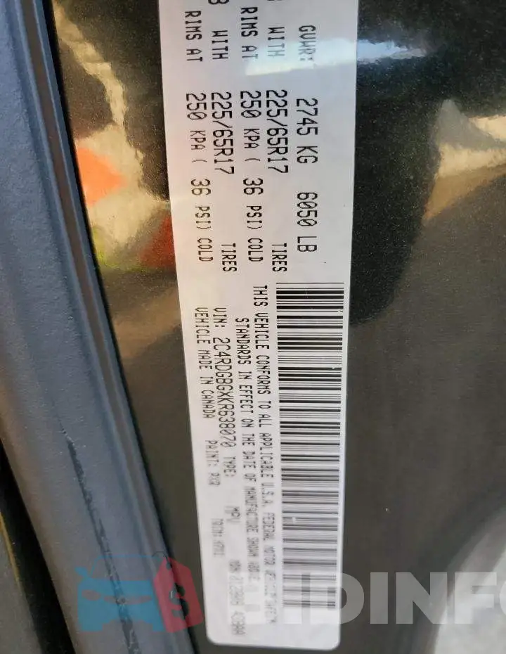 2C4RDGBGXKR638070 Photo# 13