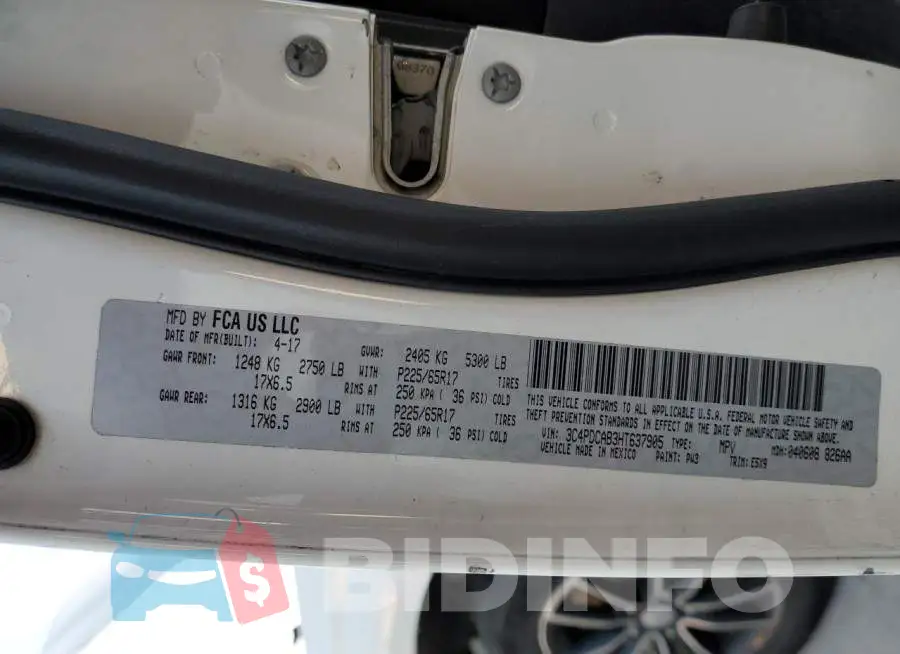 3C4PDCAB3HT637905 Photo# 14