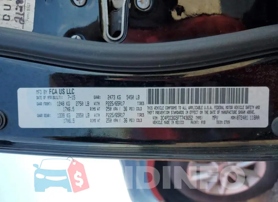 3C4PDCBG5FT743652 Photo# 10