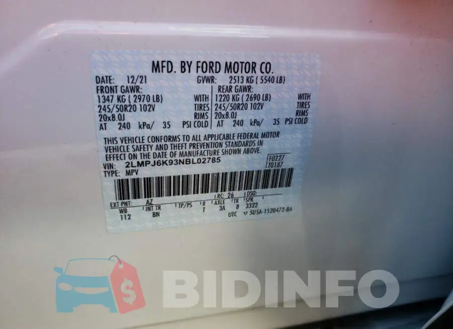 2LMPJ6K93NBL02785 Photo# 13