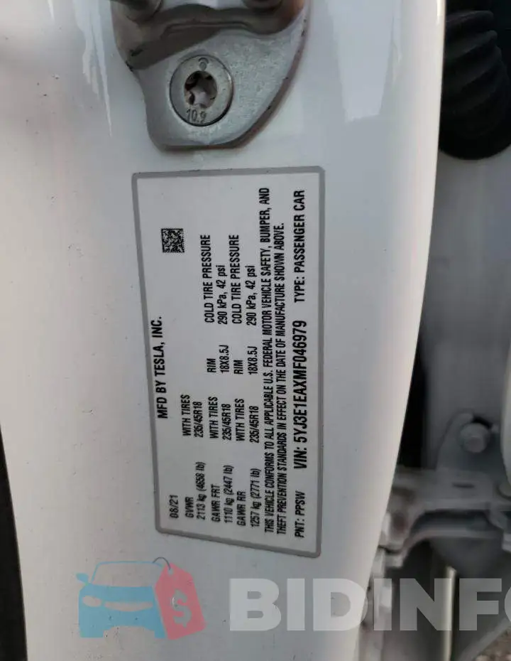 5YJ3E1EAXMF046979 Photo# 10