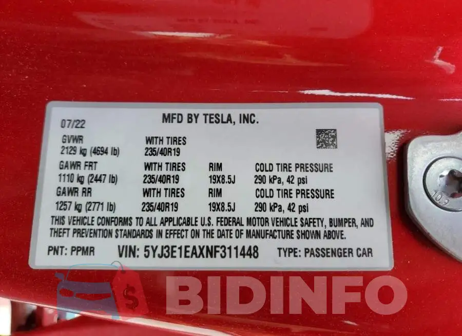 5YJ3E1EAXNF311448 Photo# 12