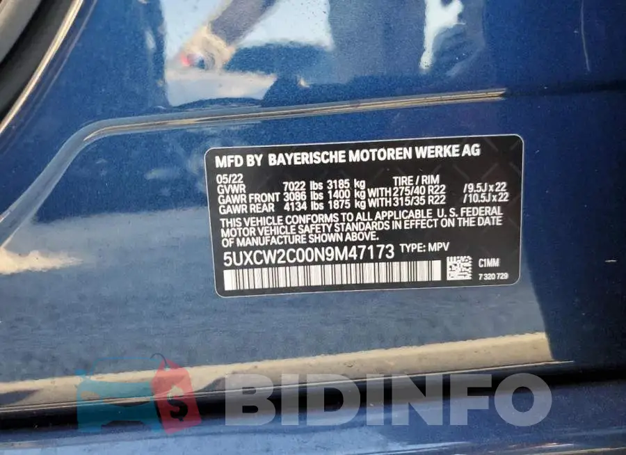 5UXCW2C00N9M47173 Photo# 10