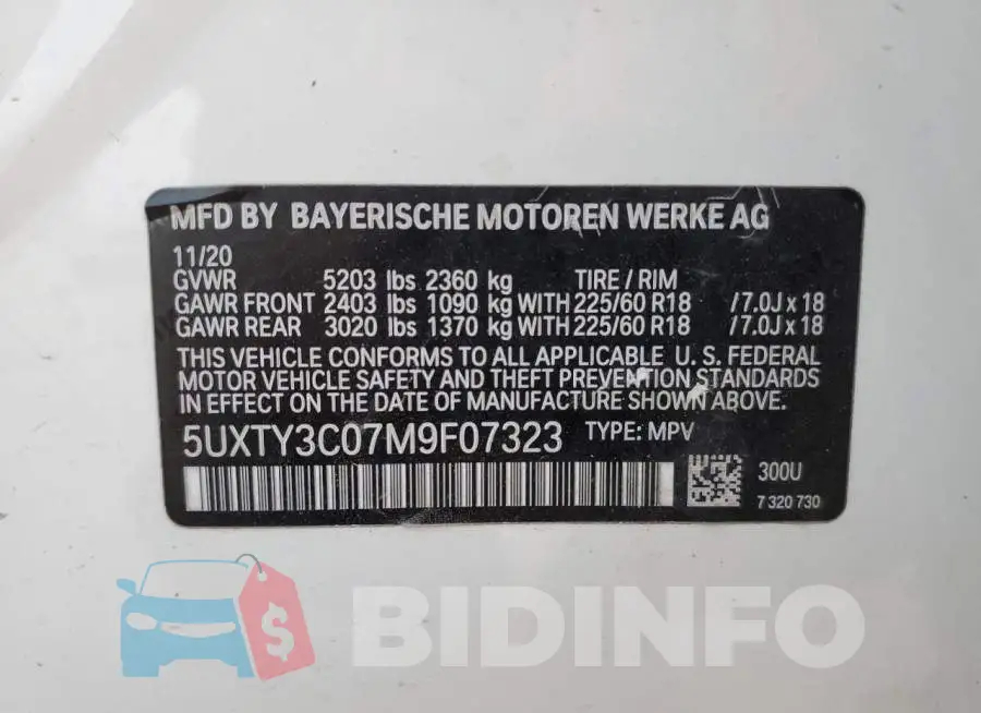 5UXTY3C07M9F07323 Photo# 13