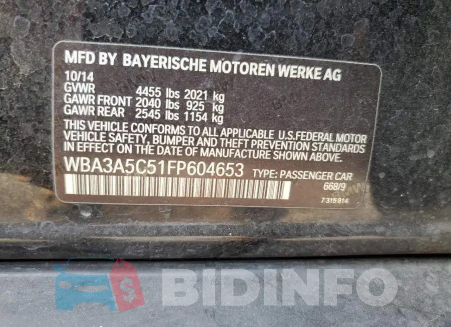 WBA3A5C51FP604653 Photo# 12