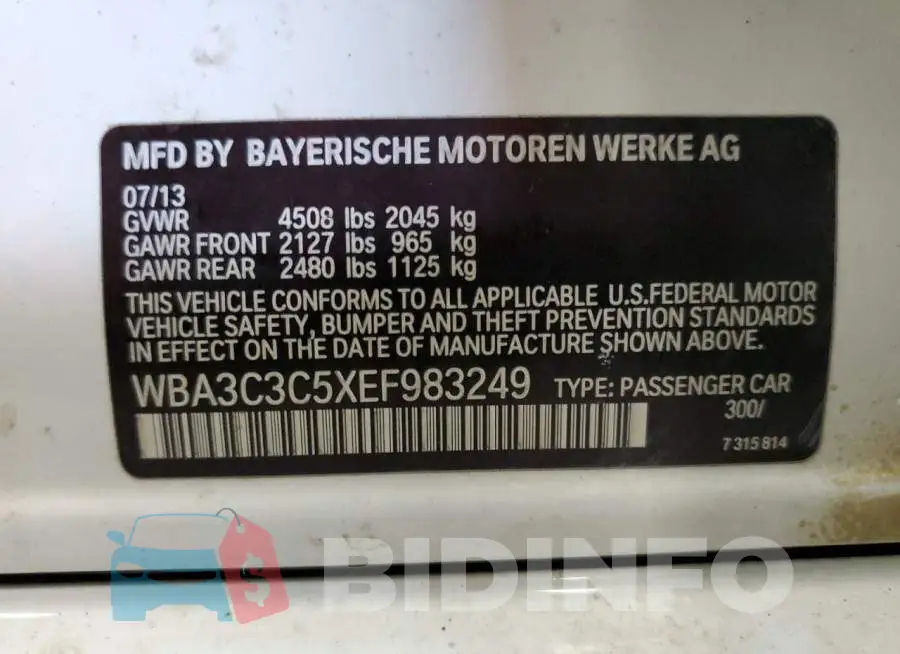 WBA3C3C5XEF983249 Photo# 12