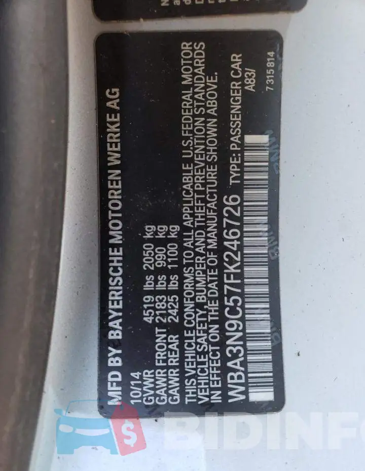WBA3N9C57FK246726 Photo# 12