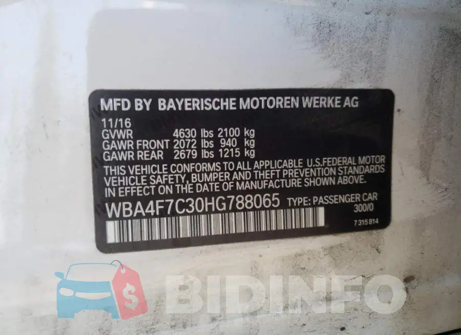 WBA4F7C30HG788065 Photo# 12