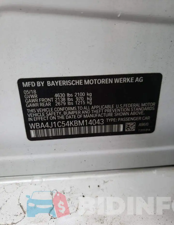 WBA4J1C54KBM14043 Photo# 10