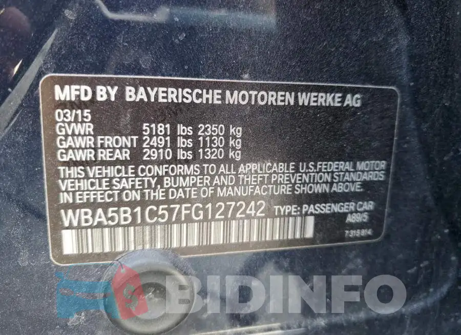 WBA5B1C57FG127242 Photo# 10