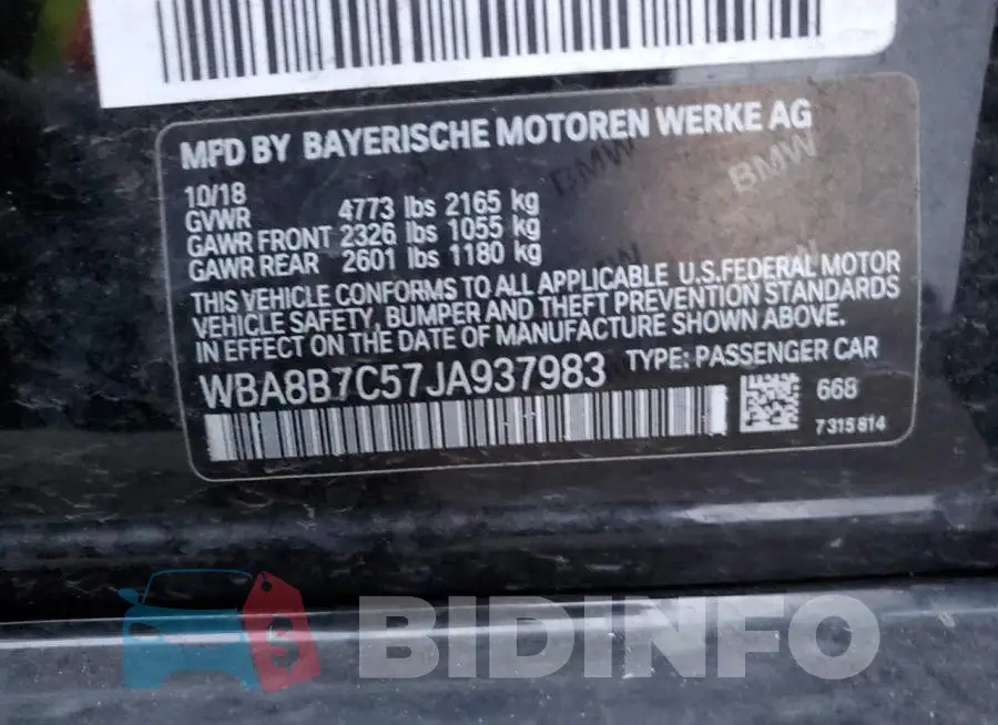 WBA8B7C57JA937983 Photo# 12