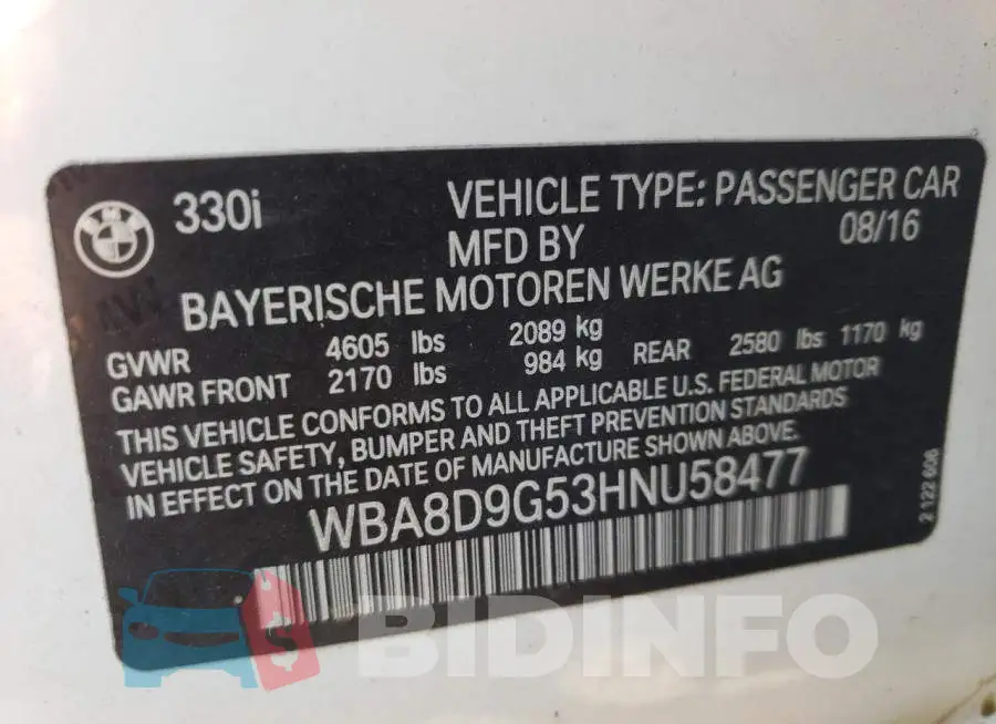 WBA8D9G53HNU58477 Photo# 10