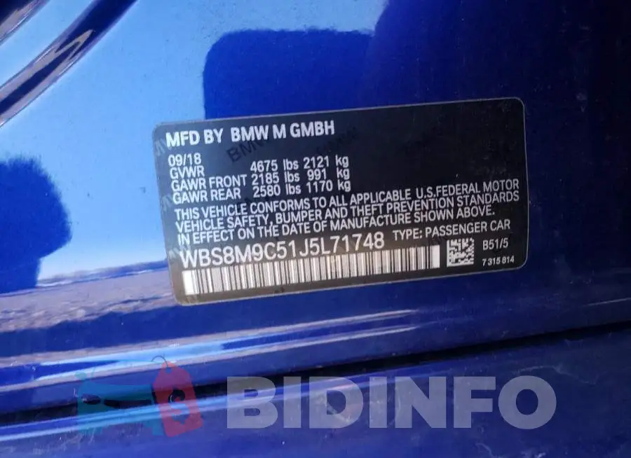 WBS8M9C51J5L71748 Photo# 10