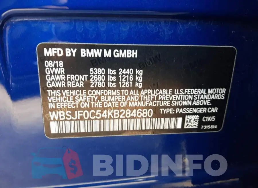 WBSJF0C54KB284680 Photo# 10