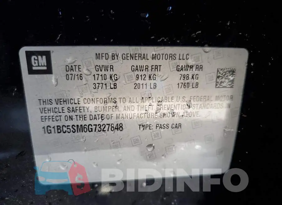 1G1BC5SM6G7327848 Photo# 12