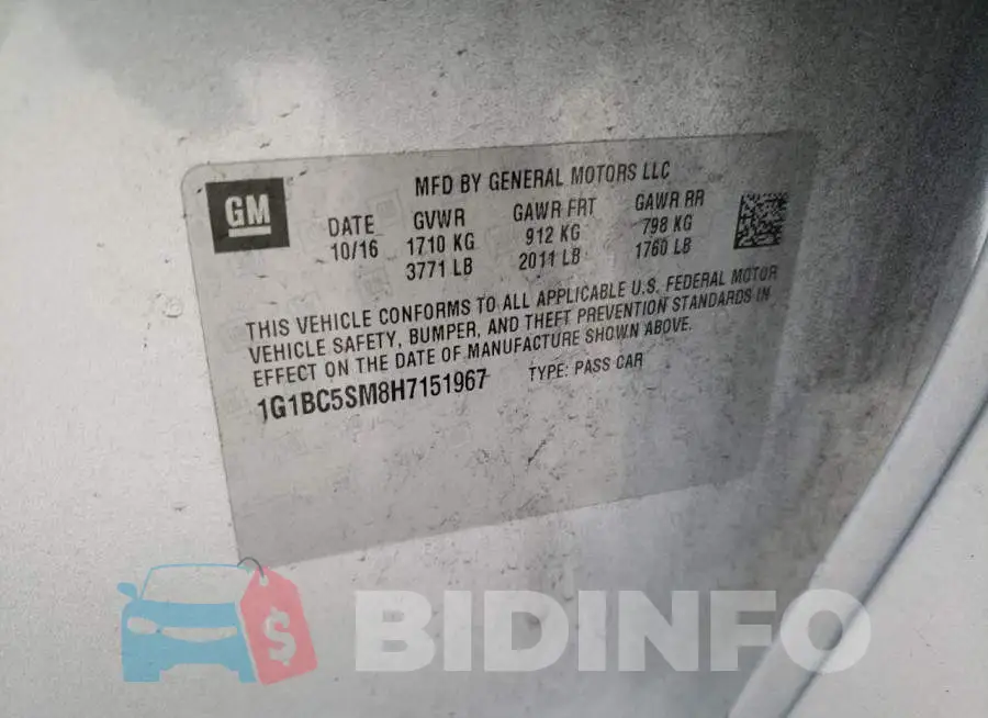 1G1BC5SM8H7151967 Photo# 13