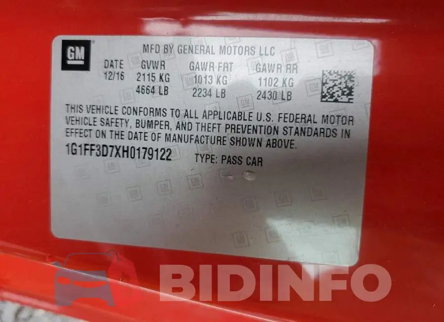 1G1FF3D7XH0179122 Photo# 12