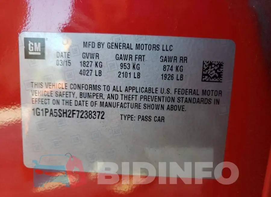 1G1PA5SH2F7238372 Photo# 10