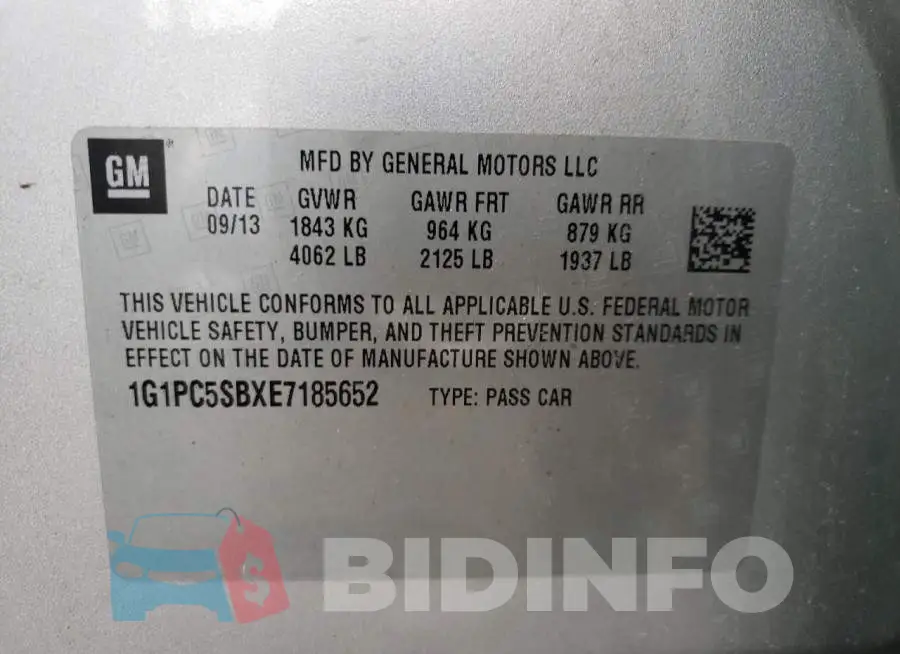 1G1PC5SBXE7185652 Photo# 10