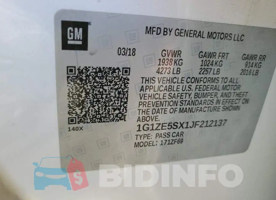 1G1ZE5SX1JF212137 Photo# 10