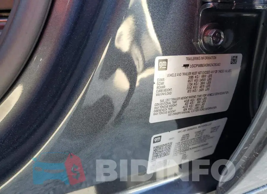 1GCPWBEK9MZ435040 Photo# 12