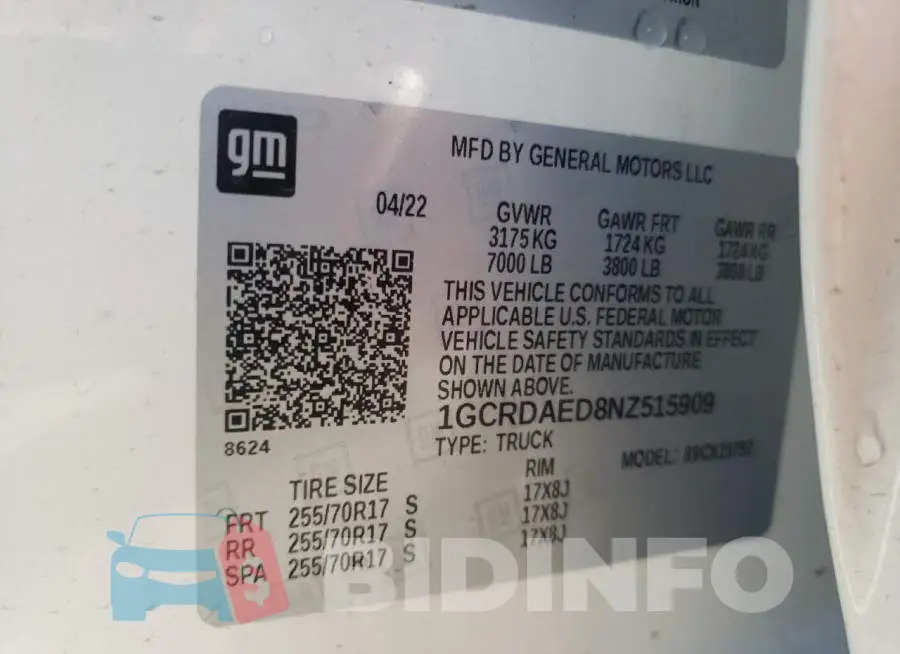 1GCRDAED8NZ515909 Photo# 10
