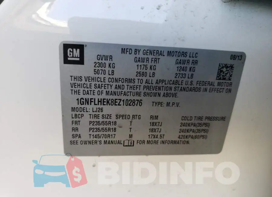 1GNFLHEK8EZ102876 Photo# 13
