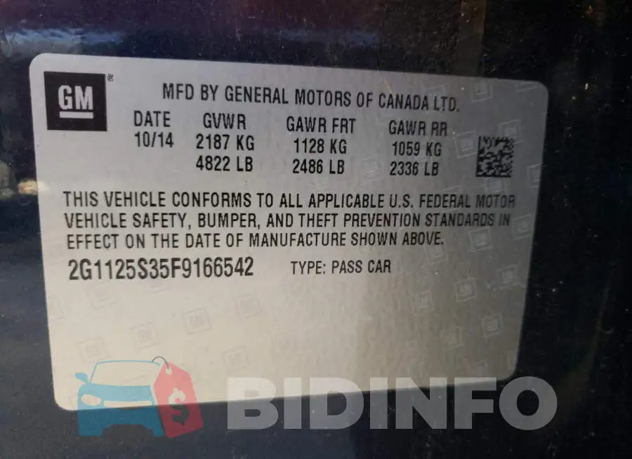 2G1125S35F9166542 Photo# 12