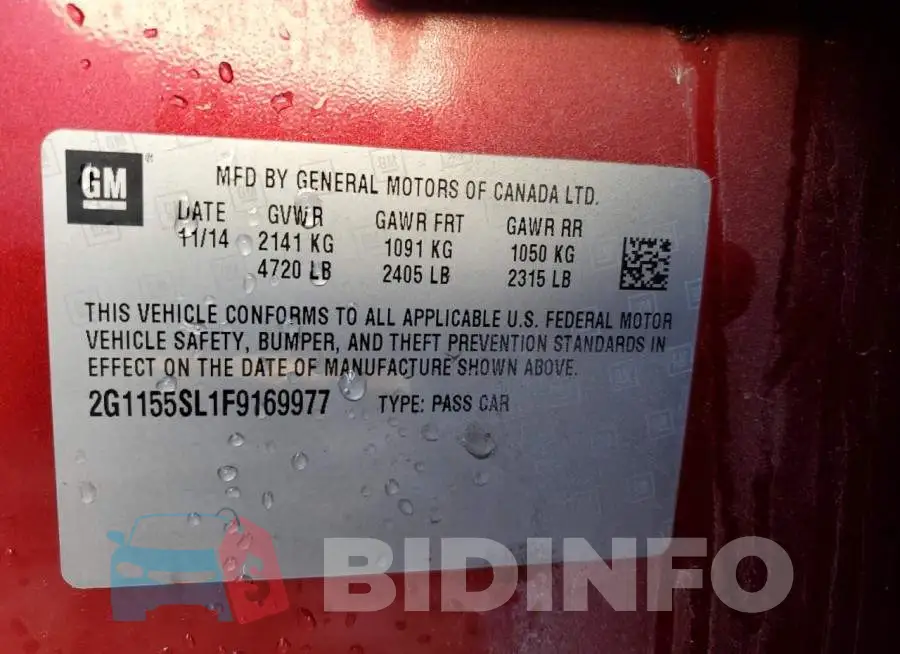 2G1155SL1F9169977 Photo# 10