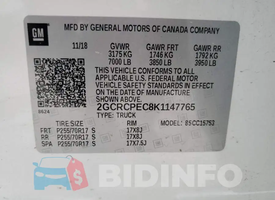 2GCRCPEC8K1147765 Photo# 12