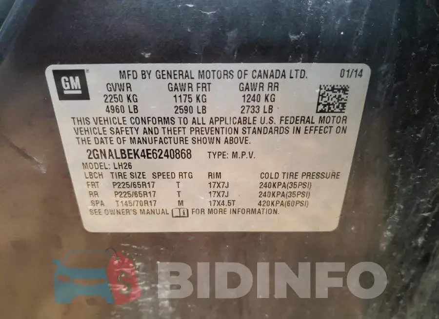2GNALBEK4E6240868 Photo# 13