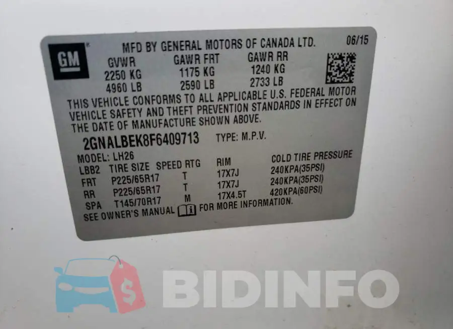 2GNALBEK8F6409713 Photo# 10