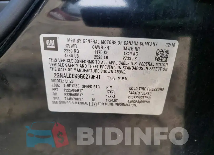 2GNALCEK9G6279691 Photo# 12