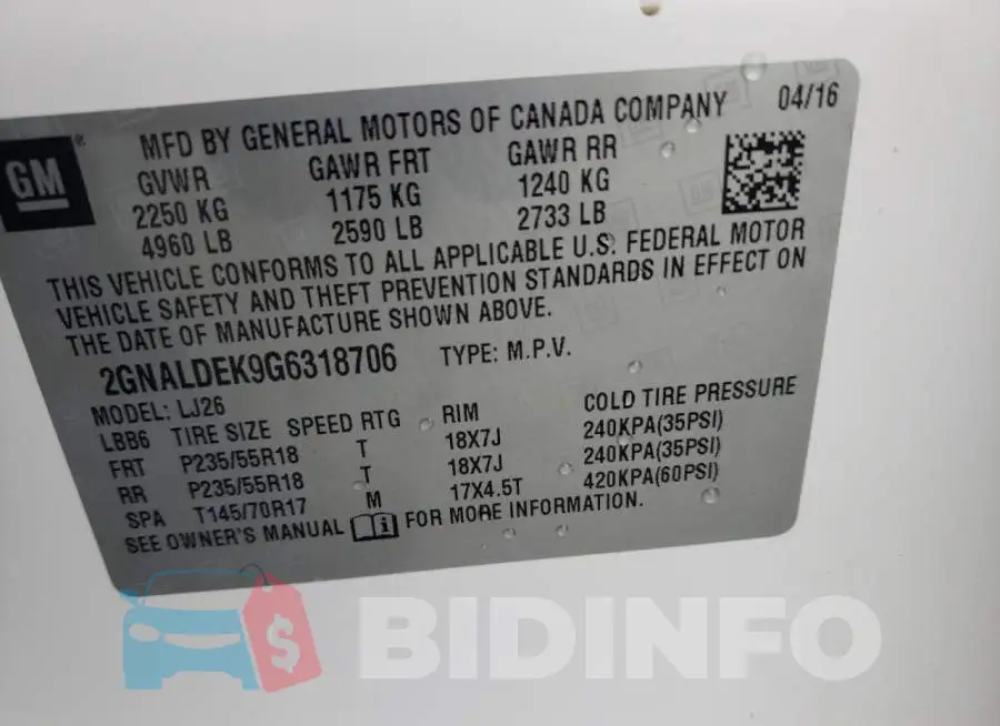 2GNALDEK9G6318706 Photo# 12