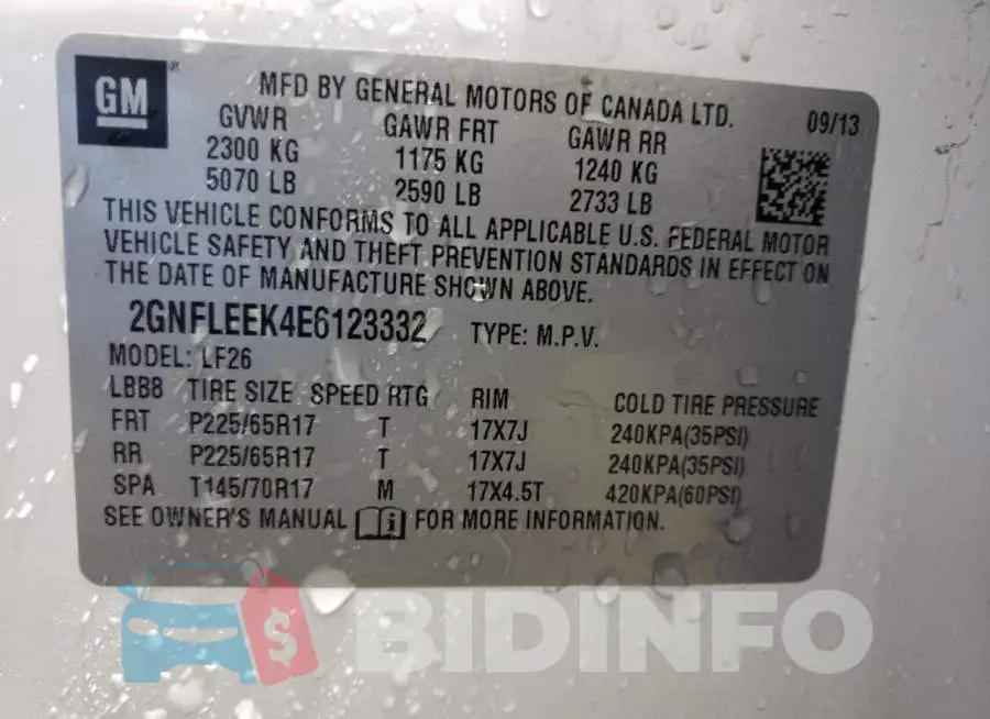 2GNFLEEK4E6123332 Photo# 13