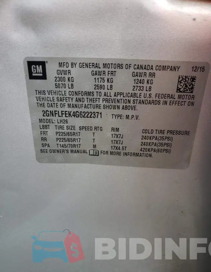 2GNFLFEK4G6222371 Photo# 13
